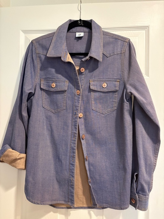 CAbi Jackets & Blazers - CAbi Faded Blue Jean Jacket with Tan Accents